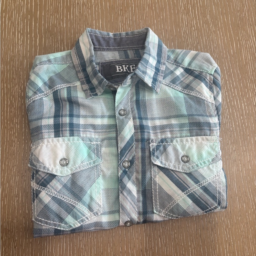 BKE Blue and White Plaid Shirt